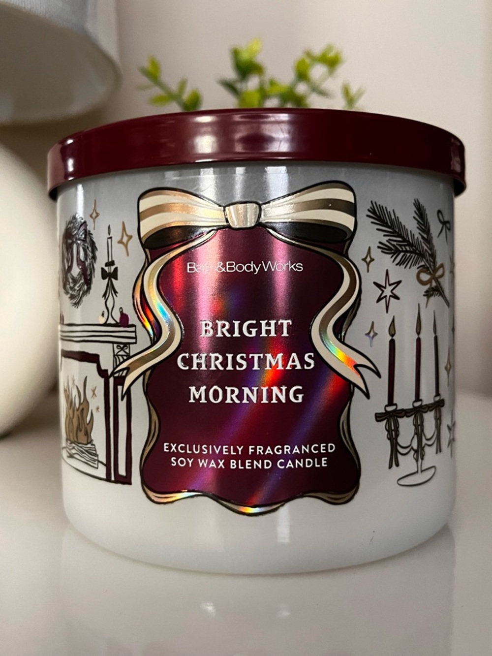 NWT Bath & Body Works 3 Wick Candle, Bright Christmas Morning Scent